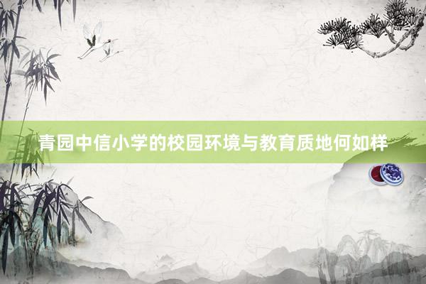 青园中信小学的校园环境与教育质地何如样